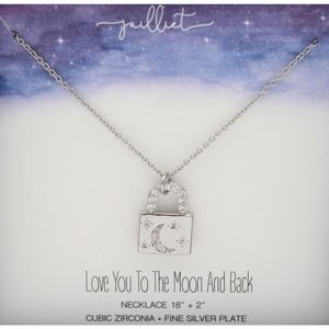 Fine Silver Plate CZ Celestial Pendant Necklace in Gift Box #BX007